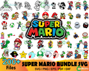 200  Super Mario Bundle Svg, Mario Svg, Mario Clipart, Mario Cricut