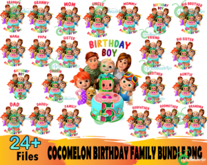 24  Cocomelon Birthday Family Bundle Png, Birthday Png, Cocomelon Png