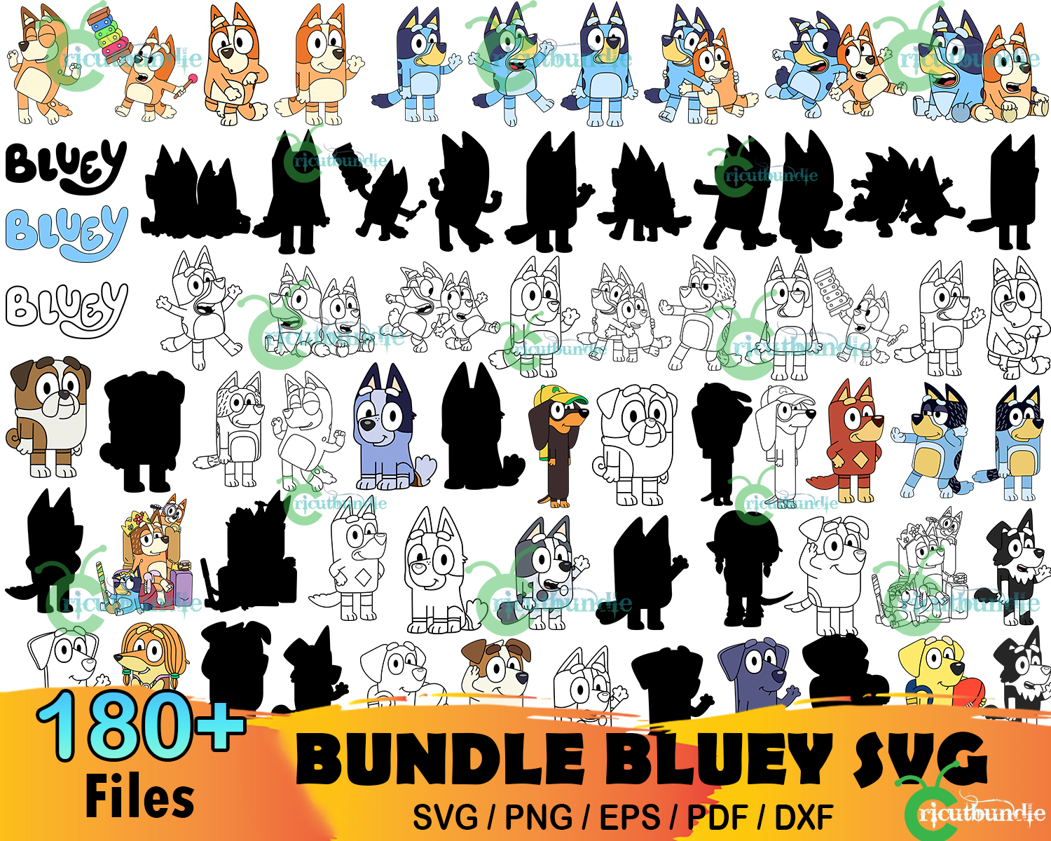 Bluey Iron On Transfer Svg, Bluey Birthday Svg, Bluey Characters Svg, Png,  pdf, dxf digital file