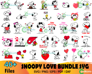 40  Snoopy Love Bundle Svg, Valentine Snoopy, Snoopy Heart Svg