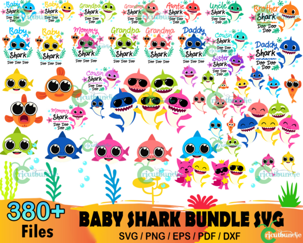 380+ Baby Shark Bundle Svg, Baby Shark Party, Kids Svg