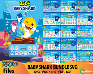 350  Baby Shark Svg Bundle, Shark Family Svg, Baby Shark Themed