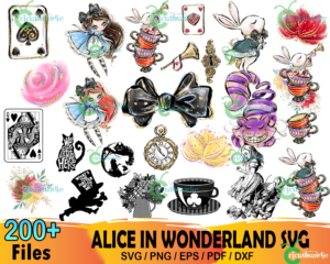 200  Alice In Wonderland Svg Bundle, Disney Svg, Alice Clipart