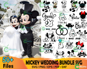 50  Disney Mickey Wedding Party Svg Bundle, Wedding Party Svg