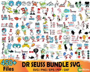 450  Dr Seuss Bundle Svg, Cat In The Hat Svg, Thing 1 Svg