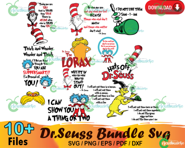 10+ Dr Seuss Bundle Svg, Lorax Svg, Green Eggs And Ham