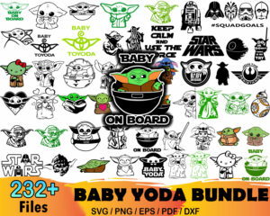 232  Baby Yoda Bundle Svg, Star Wars Svg, Mandalorian Svg
