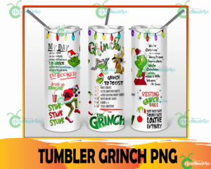 The Grinch Christmas Tumbler Wrap Png, Skinny Tumbler Png