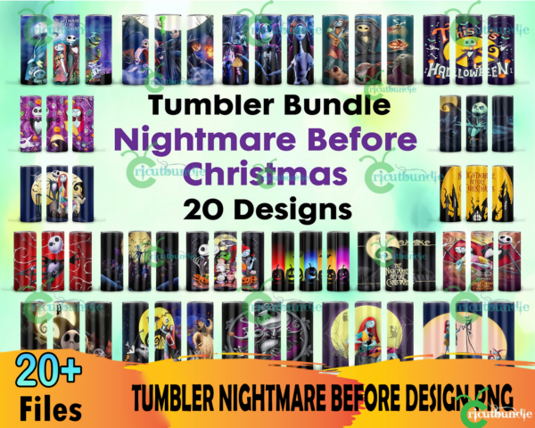 20 Nightmare Tumbler Bundle Png, Jack Skellington Png