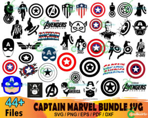 44  Captain America Bundle Svg, Marvel Svg, Avengers Svg
