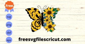Free Butterfly With Sunflower Svg, Free Butterfly Svg, Free Sunflower Svg
