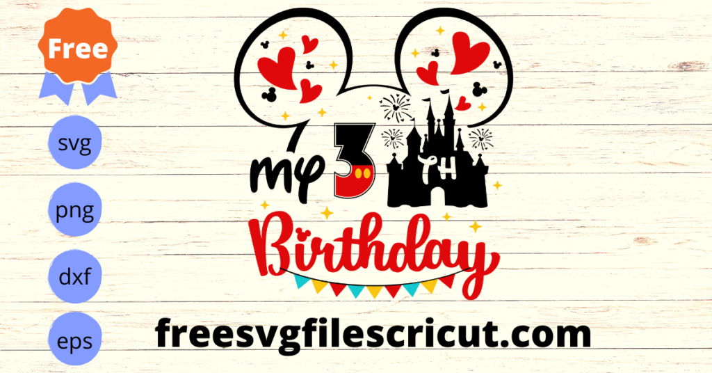 Free 3rd Birthday MIckey Mouse Svg