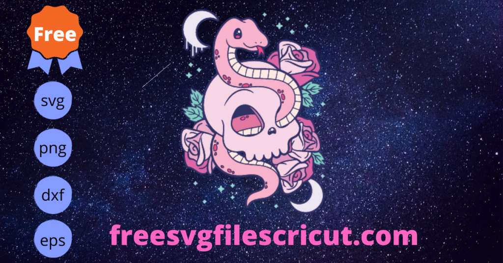 Free Creepy Skull Serpent Snake Roses Svg