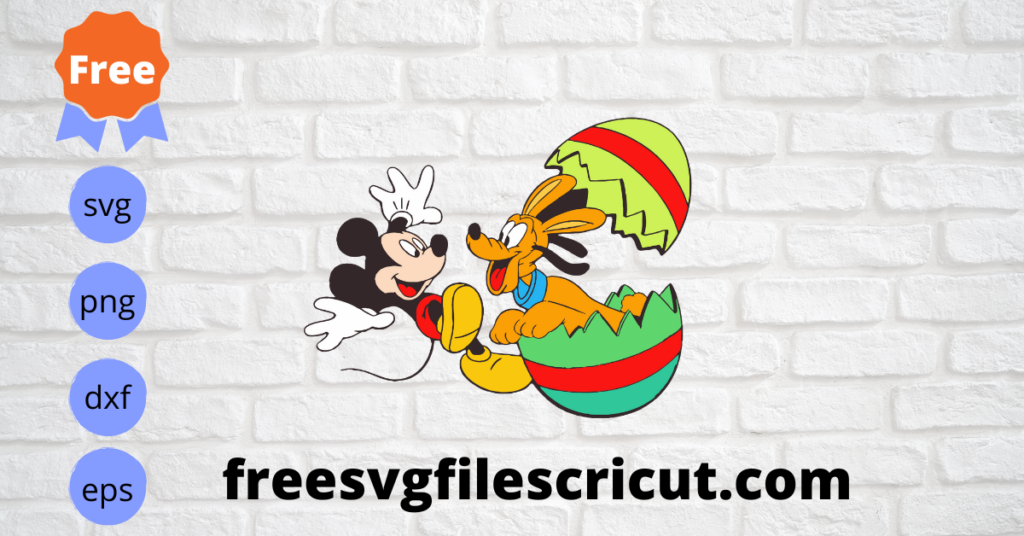 Mickey And Pluto Dog Happy Easter Day Svg