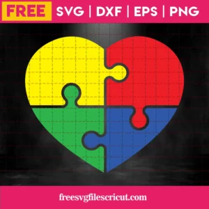 Autism Svg Free, Heart Svg, Puzzle Svg, Instant Download, Silhouette Cameo Invert