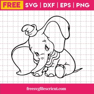 Dumbo Svg Free, Best Disney Svg Files, Cartoon Svg, Instant Download, Outline Svg
