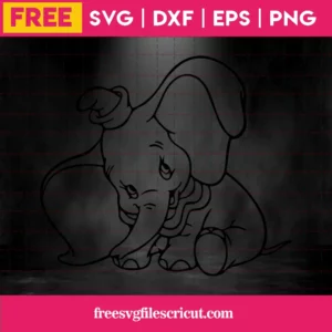 Dumbo Svg Free, Best Disney Svg Files, Cartoon Svg, Instant Download, Outline Svg Invert
