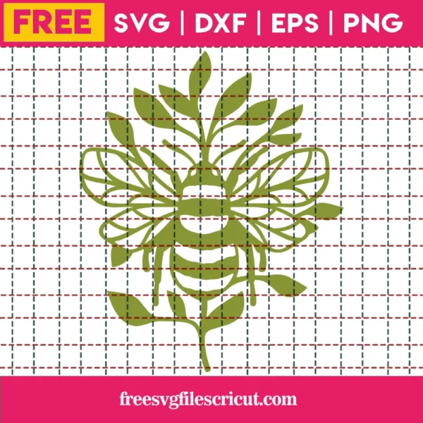 Free Bee And Leaves Branch Svg