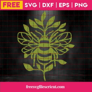 Free Bee And Leaves Branch Svg Invert