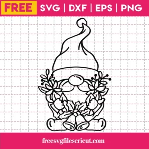 Free Christmas Gnome With A Wreath Svg