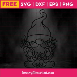 Free Christmas Gnome With A Wreath Svg Invert