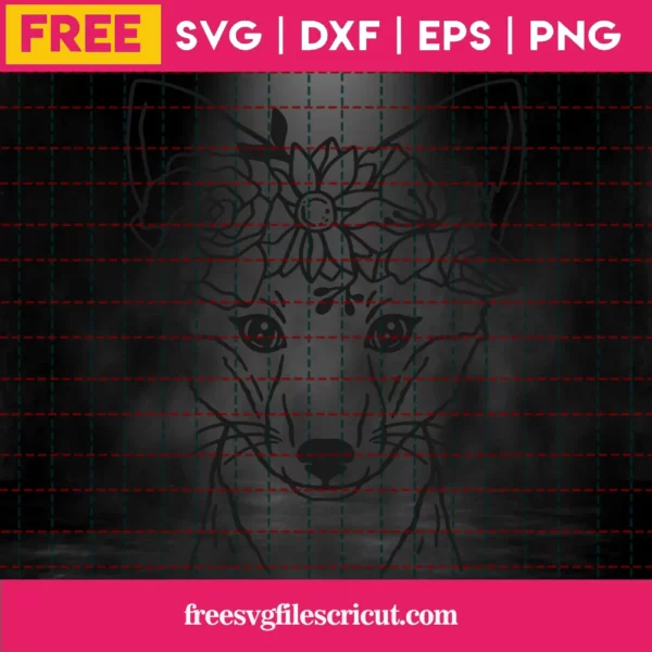 Free Floral Fox Face Svg Invert