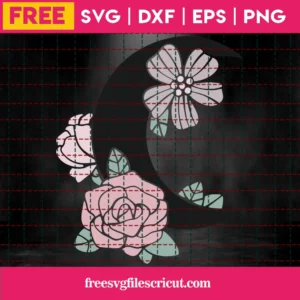 Free Floral Moon Svg Invert