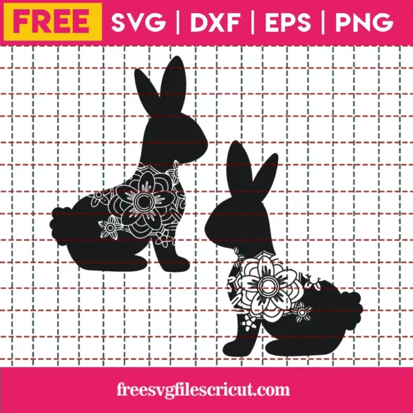 Free Floral Rabbits Svg