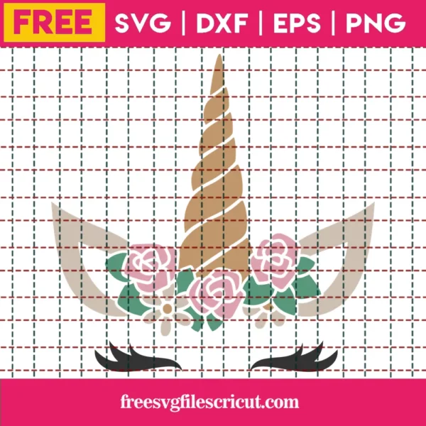 Free Floral Unicorn Face Svg Invert