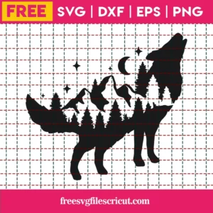 Free Forest Howling Wolf Svg