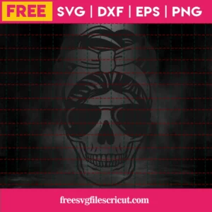 Free Messy Bun Skull Face Svg Invert