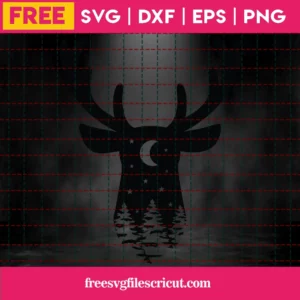 Free Winter Scene In A Deer Silhouette Svg Invert