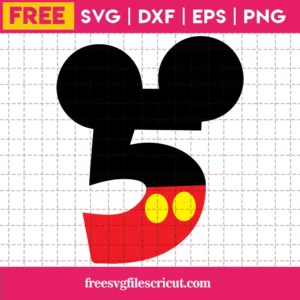 Micky Numbers Svg Free, Five Svg, Disney Svg, Instant Download, Silhouette Cameo