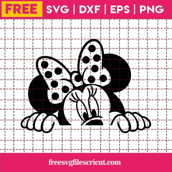Minnie Peeking Svg Free, Disney Svg, Minnie Mouse Svg, Instant Download