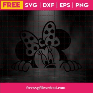 Minnie Peeking Svg Free, Disney Svg, Minnie Mouse Svg, Instant Download Invert