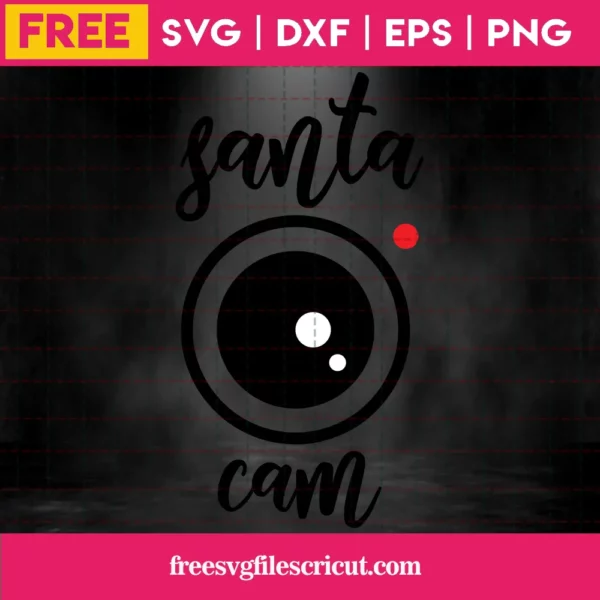 Santa Cam Svg Free, Christmas Svg, Santa Svg Free, Instant Download, Free Christmas Vector Invert