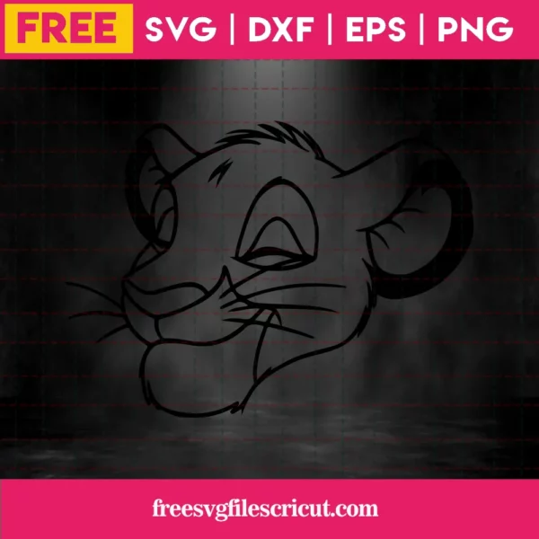 Simba Svg Free, Lion King Svg, Disney Svg, Instant Download, Cartoon Svg Invert