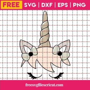 Unicorn Face With Bows – Free Clip Art Invert