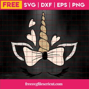 Unicorn Face With Hearts – Free Clip Art Invert