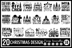 20 Christmas Quote Svg Bundle, Christmas Ornaments Svg 0