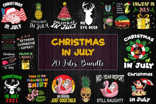 20 Files Christmas In July Bundle Svg, Christmas Svg 0