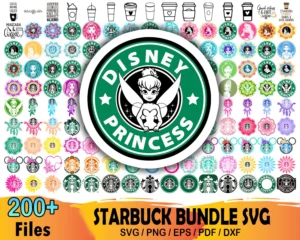 200+ Starbucks Disney Bundle Svg, Starbucks Svg, Disney Princess Svg 0