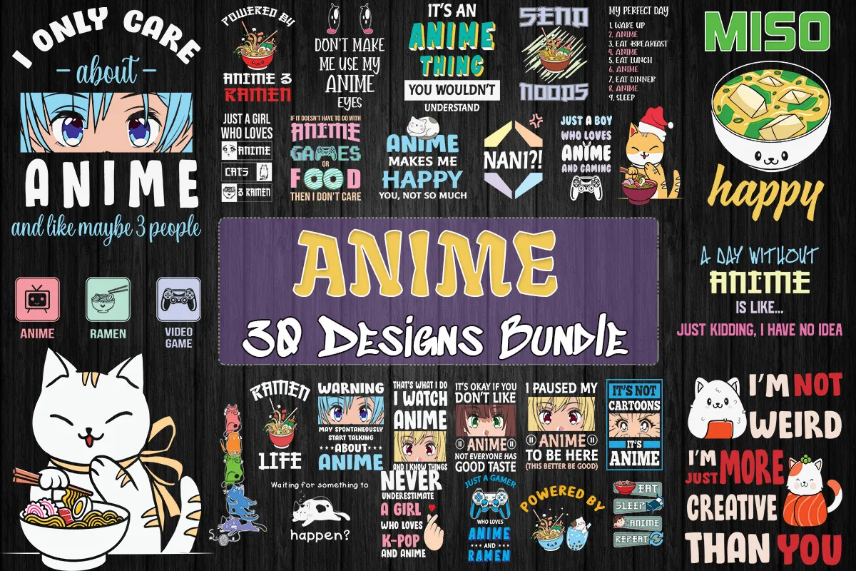 50 Famous Anime Design Bundle 2 - PODBundle