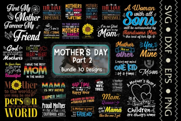 30 Mothers Day Bundle Svg, Mom Svg 0