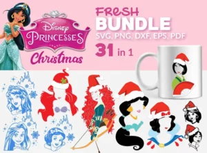 31 Disney Princess Bundle Svg, Christmas Svg 0