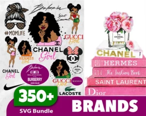 350+ Fashion Brand Bundle Svg, Pink Logo Svg 0