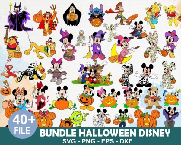 40+ Files Bundle Halloween Disney Mickey Svg 0