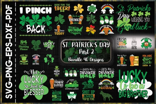 40 St Patricks Day Bundle Svg, Irish Svg, Shamrock Svg 0