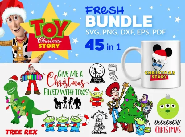 45 Christmas Toy Story Bundle Svg, Christmas Svg 0