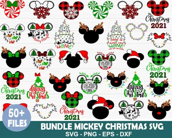 50+ Mickey Christmas Bundle Svg, Mickey Head Svg 0